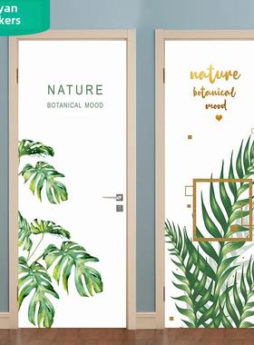 斯堪的纳维亚绿色植物木门贴纸木门装修不干胶整张定制出租宿舍装