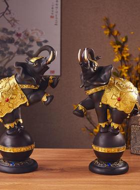 泰国大象站立幸运大象装饰品东南亚风格客厅装饰工艺品办公室桌面