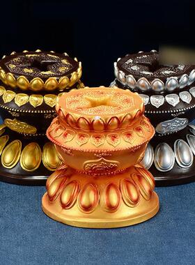 彩绘财神幡底座转轮座子锡杖树脂彩绘底座手摇金桶摆件