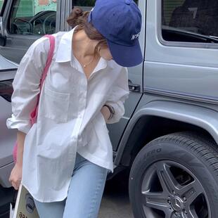 女设计感小众工装 早春装 白衬衫 长袖 风休闲宽松慵懒叠穿棉衬衣 新款