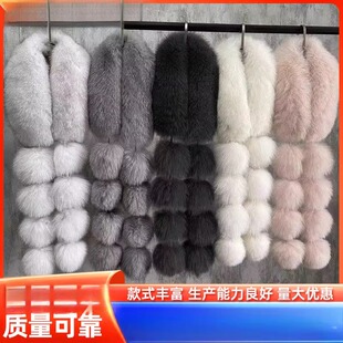 新款仿狐狸毛围巾磁吸百搭毛球球皮草围巾秋冬双面披肩毛绒围脖