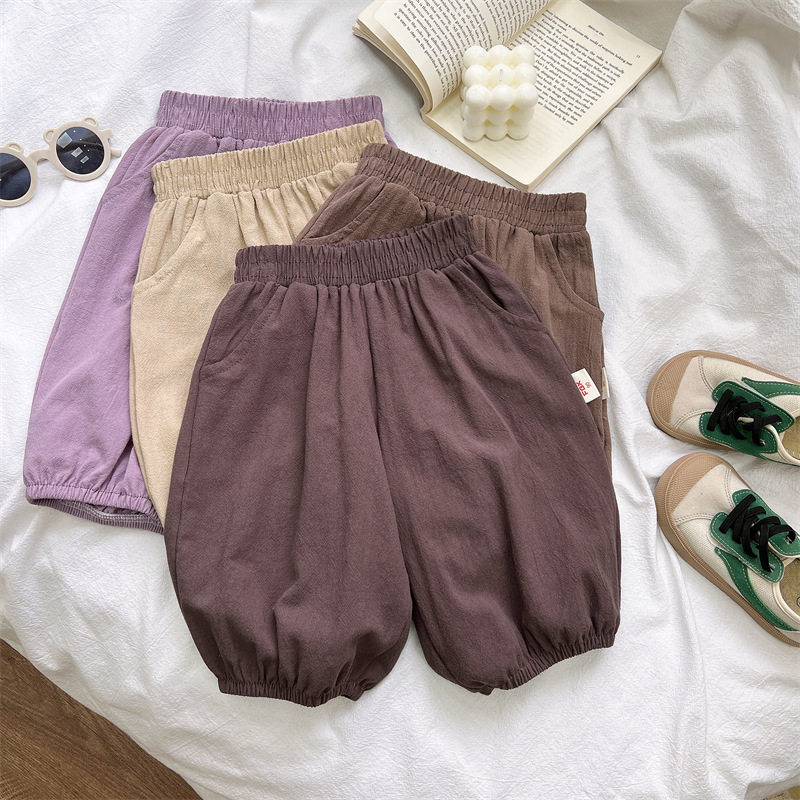 夏季儿童纯棉七分裤轻薄透气男