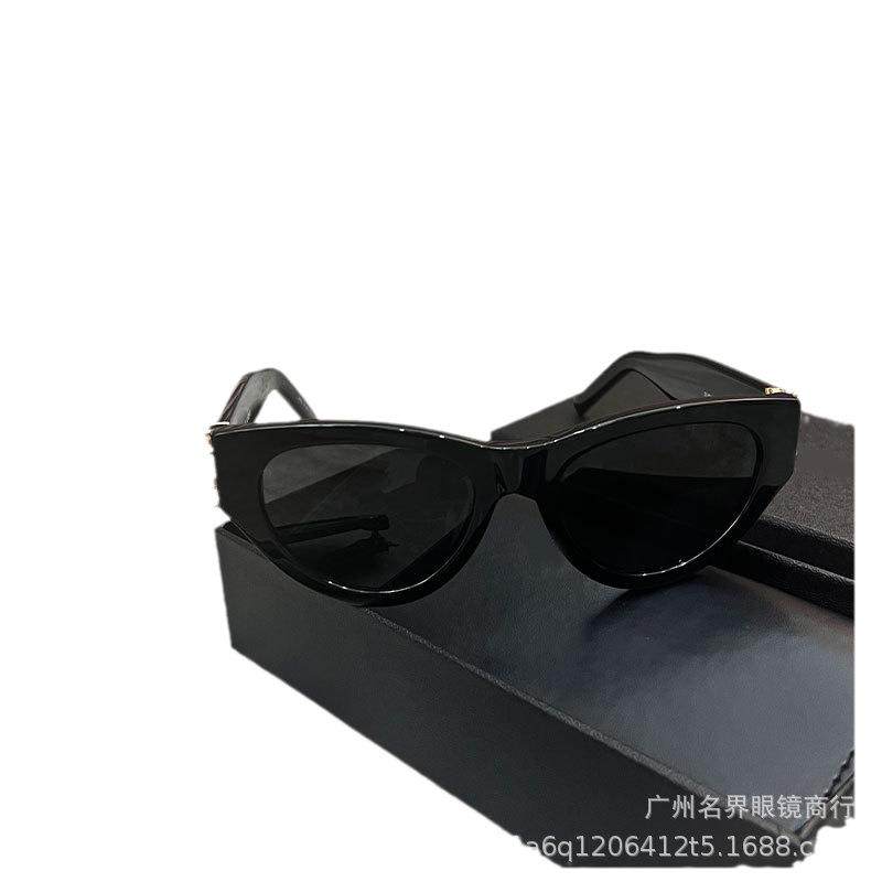 潮杨树林猫眼墨镜女直播黑超酷太阳镜复古大脸显瘦防紫外眼镜94