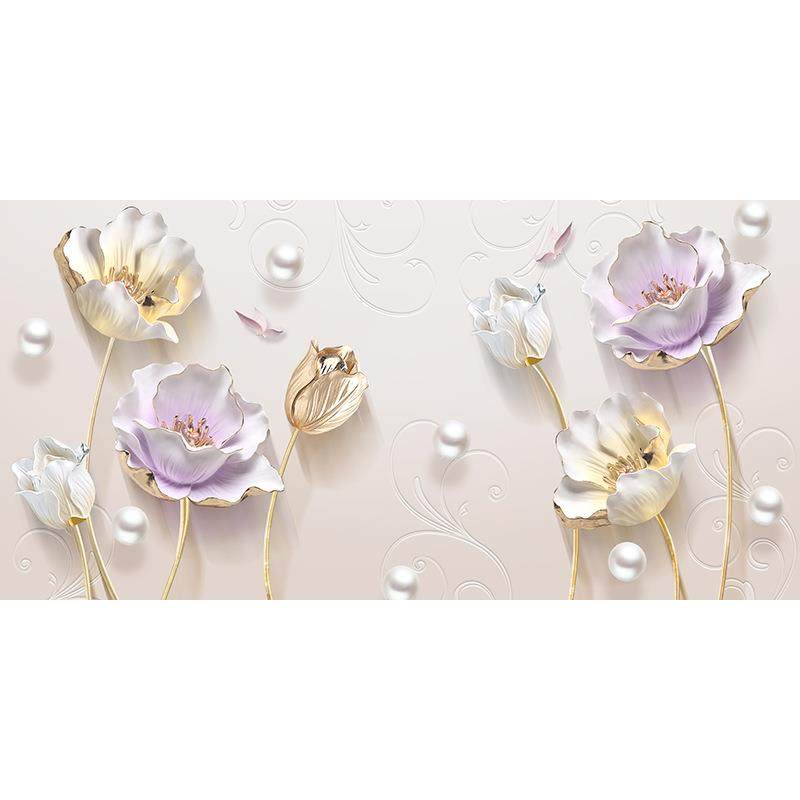 郁金香电视背景一整张大幅墙纸壁画客厅卧室现代简约壁纸