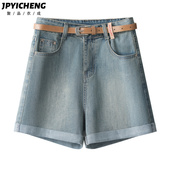 卷边牛仔短裤 爆款 女2025新款 美式 冬季 高腰宽松a字阔腿裤 外穿热裤