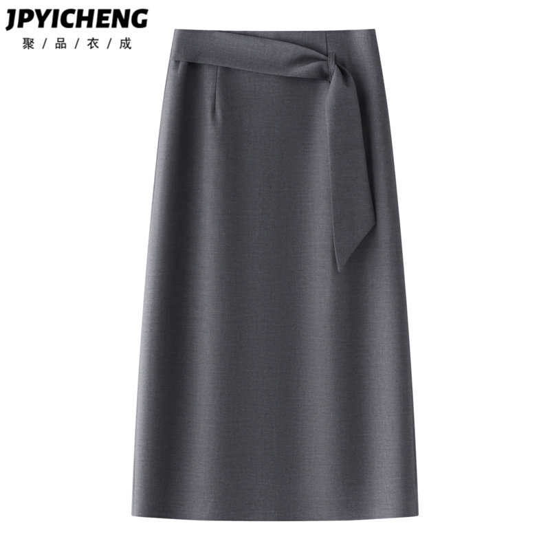 灰色西装半身裙女2025新款冬季高腰显瘦宽松小个子中长款包臀裙子