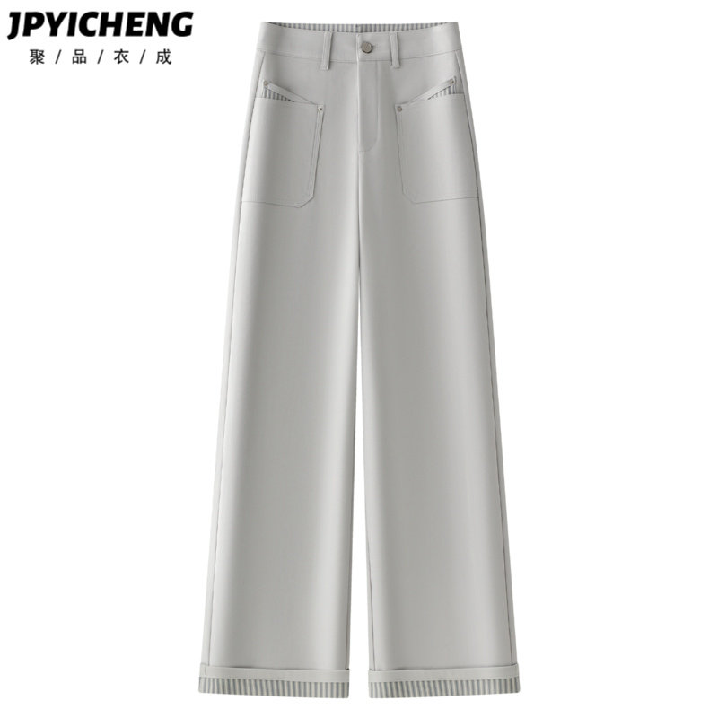 白色条纹阔腿裤2025新款冬季休闲显瘦宽松高级感垂感九分直筒裤子,女装/女士精品,休闲裤,淘宝优惠券,粉丝福利购,淘宝优惠卷