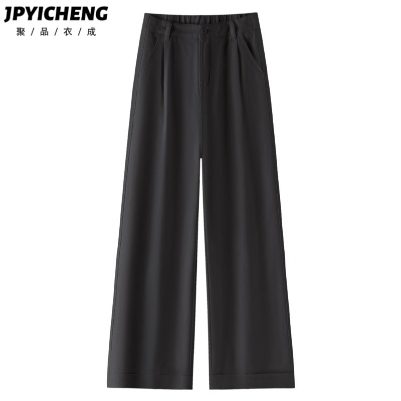 深灰色阔腿牛仔裤女2025新款冬季宽松直筒裤高腰显瘦春秋款九分裤