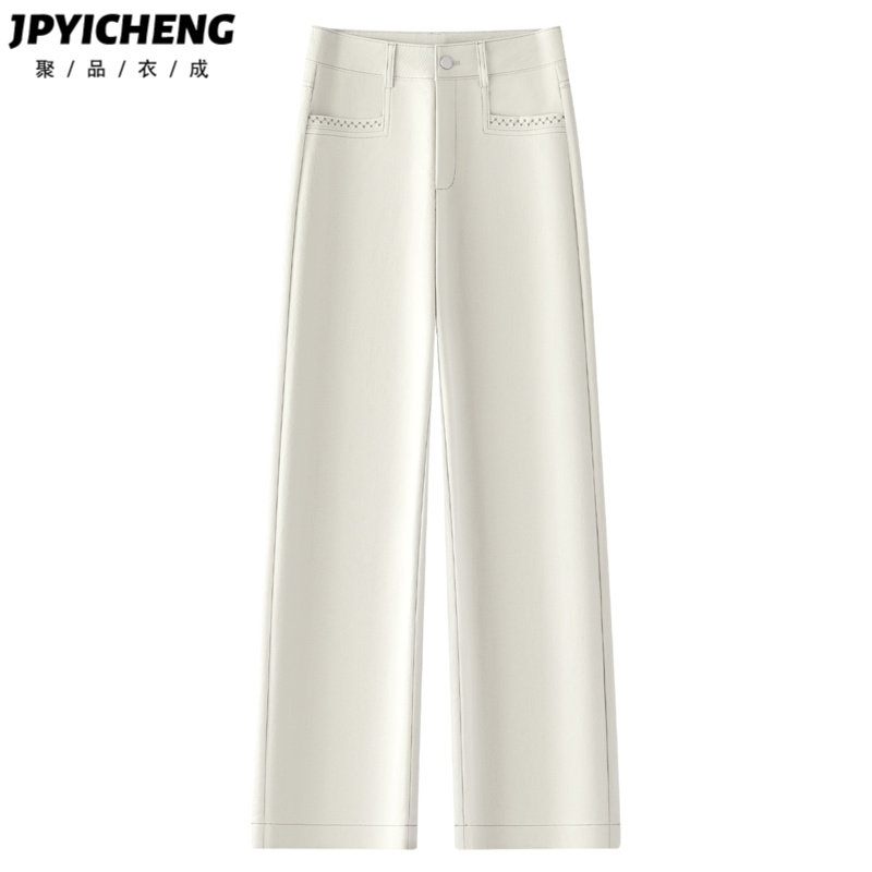 米杏色阔腿裤女2025新款冬季高腰宽松显瘦垂坠感休闲长裤直筒裤子,女装/女士精品,休闲裤,淘宝优惠券,粉丝福利购,淘宝优惠卷
