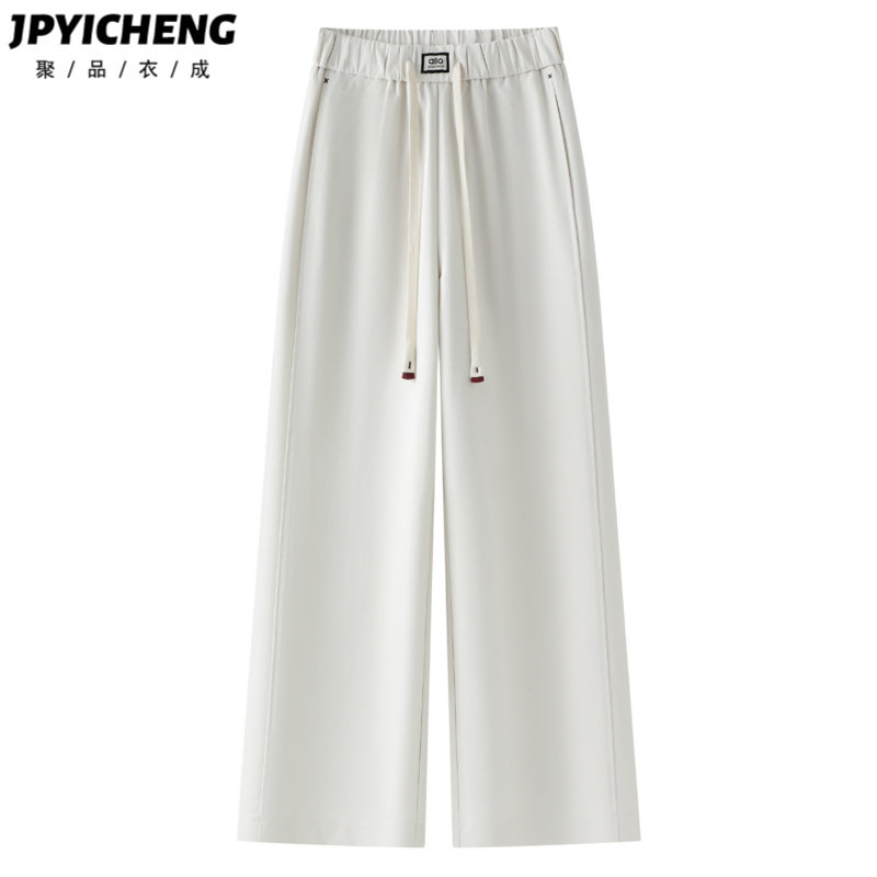 白色休闲阔腿裤女2025新款冬季高腰显瘦宽松高级感垂坠感直筒裤子