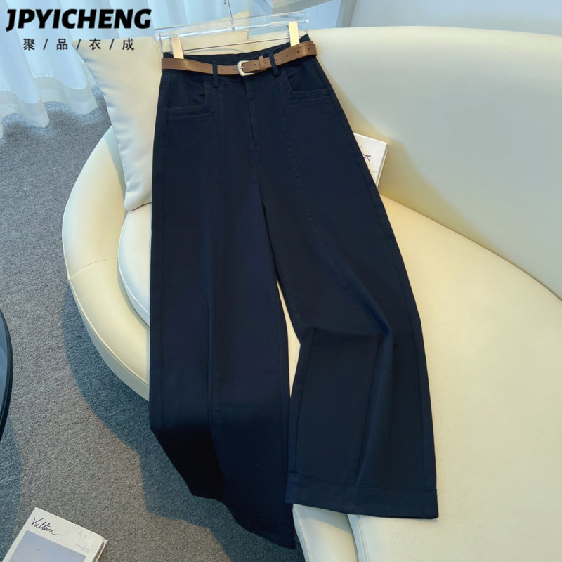 藏青色阔腿牛仔裤女2025新款冬季高腰显瘦宽松复古九分裤直筒裤子,女装/女士精品,牛仔裤,淘宝优惠券,粉丝福利购,淘宝优惠卷