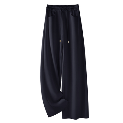 藏青色阔腿裤女2025新款秋季爆款高腰显瘦宽松垂感休闲直筒拖地裤