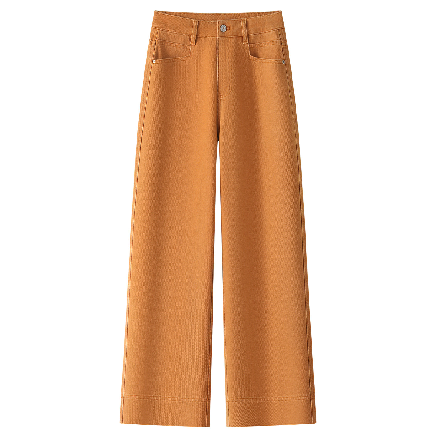 橙色窄版直筒牛仔裤女2026新款春季小个子高腰显瘦九分宽松阔腿裤