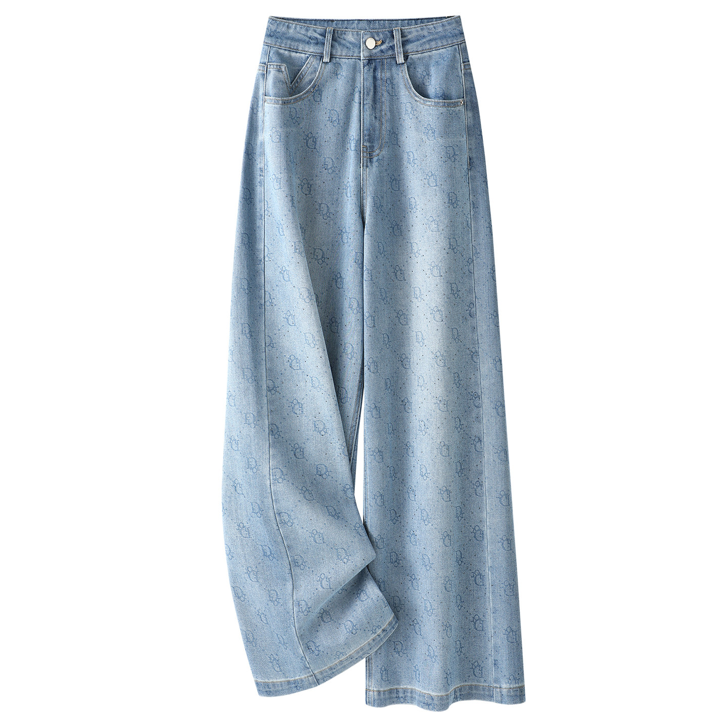 浅色印花阔腿牛仔裤女2026新款春季宽松直筒裤美式复古高腰拖地裤,女装/女士精品,牛仔裤,淘宝优惠券,粉丝福利购,淘宝优惠卷