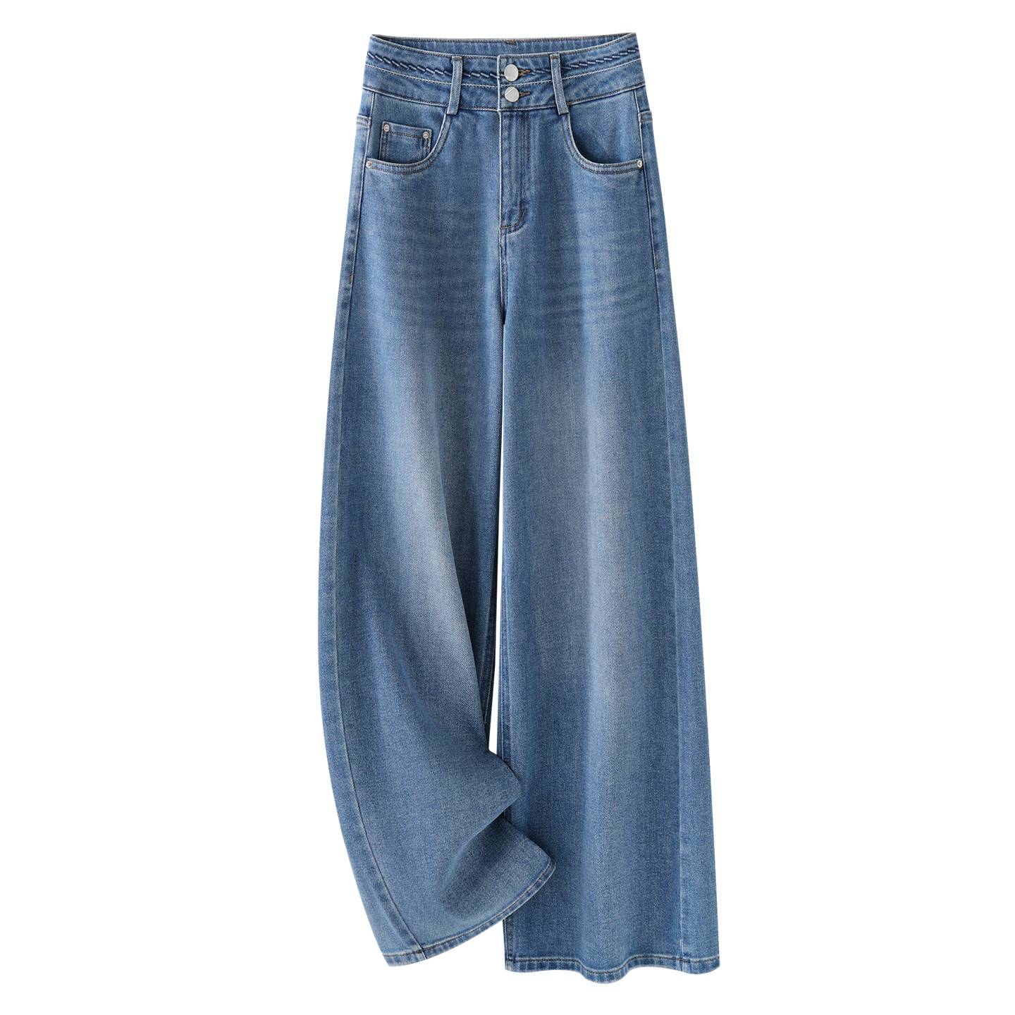 复古蓝宽松阔腿牛仔裤女2026新款春季爆款慵懒感宽松垂感直筒裤子