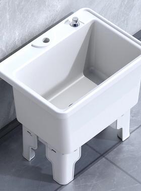 拖把池阳台塑料拖布池洗地盆化妆室台控移动水池槽灰色家用落地式