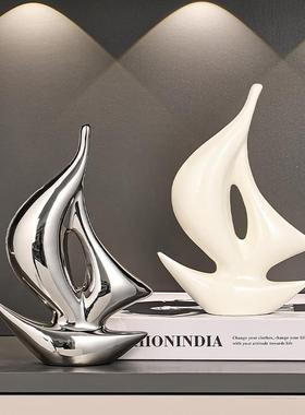 一帆风顺帆船摆件寓意好的轻奢高档办公室客厅玄关电视酒柜装饰品