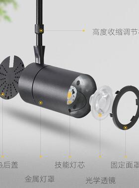 长杆射灯led轨道灯服装店吊杆伸缩杆导轨式明装加长杆吸顶式单灯