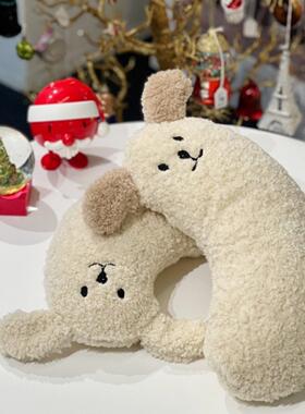 宠物狗狗猫咪可拆洗枕头保护颈椎深度睡眠U型枕抱枕韩版通用白色