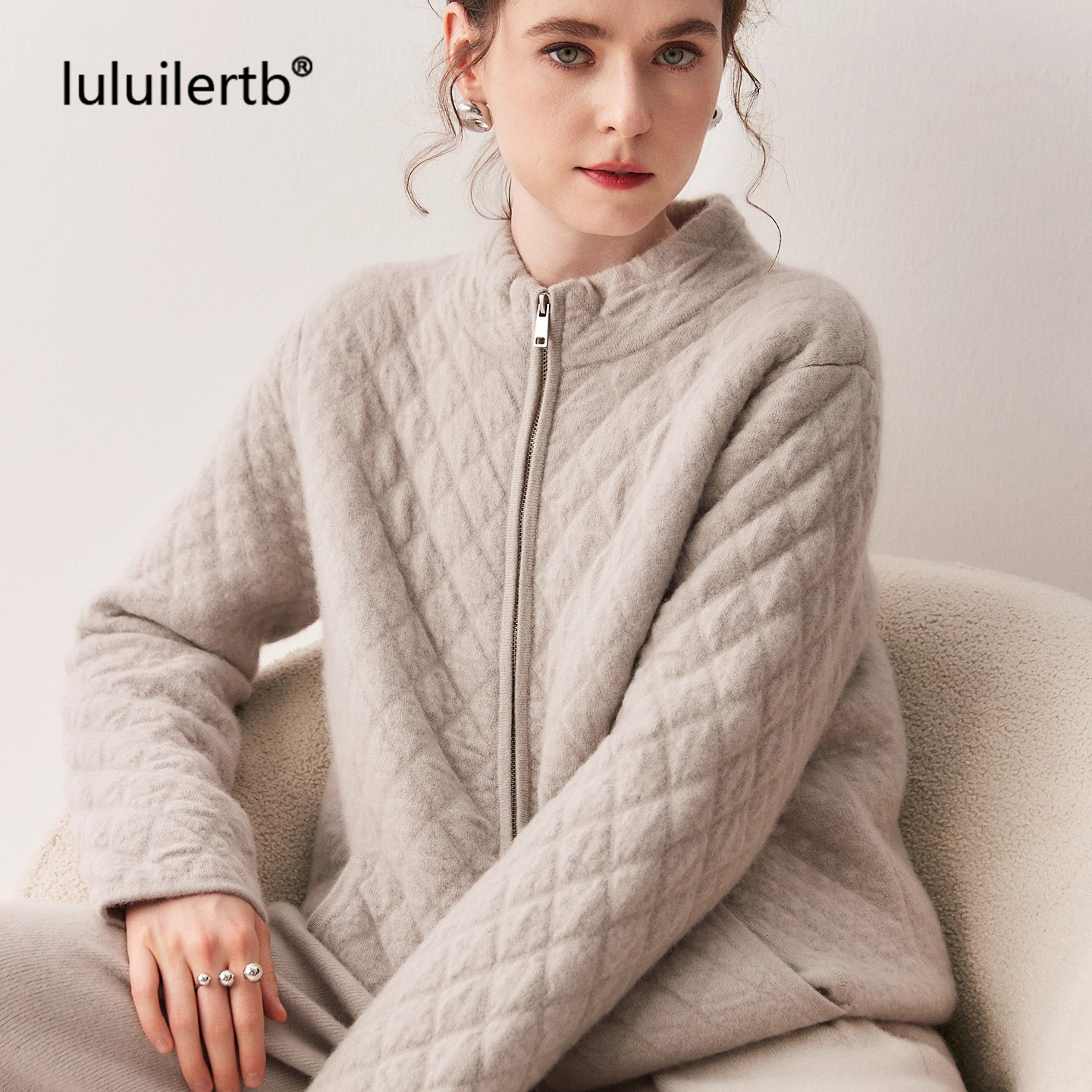 uluilertb宽松针织开衫女士