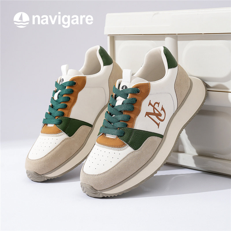 Navigare小帆船鞋子男鞋潮百搭厚底2026新款春秋时尚休闲鞋跑步鞋