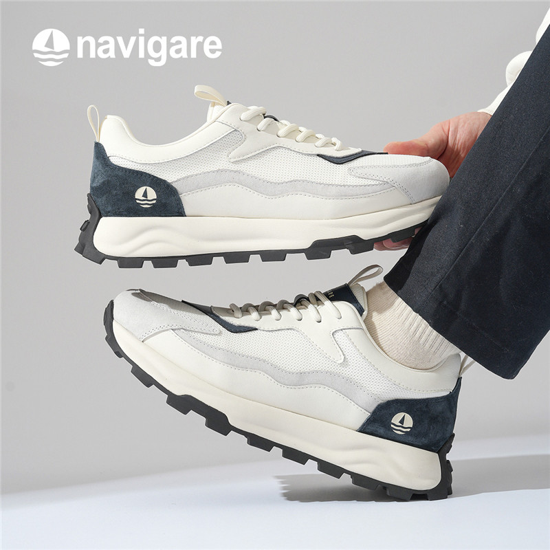 Navigare纳维凯尔小帆船鞋子男鞋百搭2025新款休闲男士网面老爹鞋