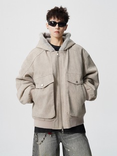 加厚座山雕外套男冬季 复古连帽加绒短款 大口袋夹克 NORD美式 16EME