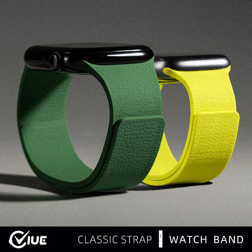 适用苹果手表s11表带applewatchs9荔枝纹iwatchS10软硅胶磁吸S8腕带女SE新款6男S7运动夏季ultra2高级链3配件