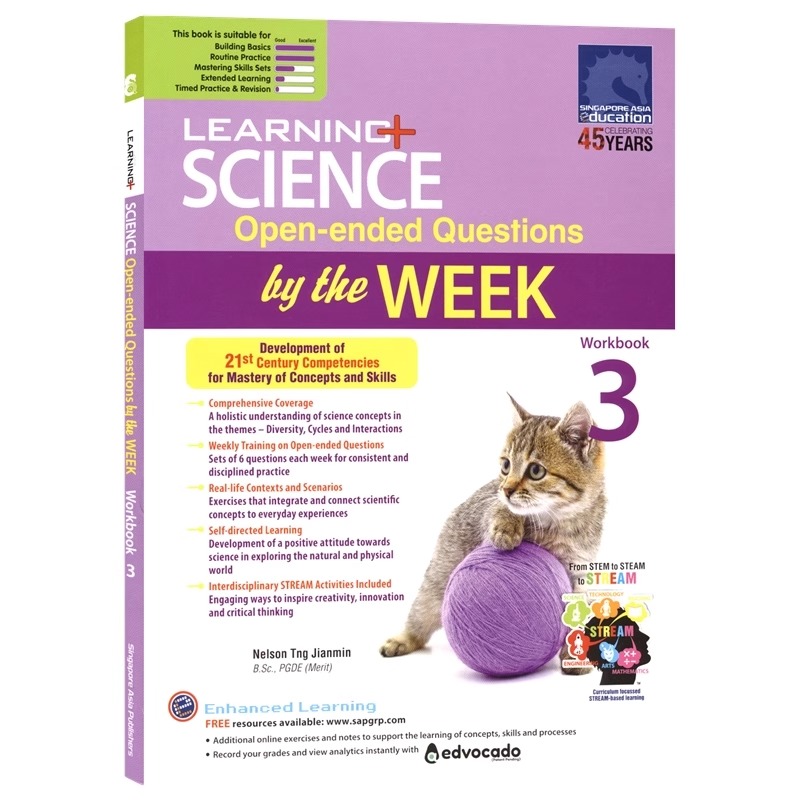 SAP Learning Science Open-Ended Questions By The Week Workbook 3 新加坡科学 开放问答周周练 3年级练习册 英文原版进口图书