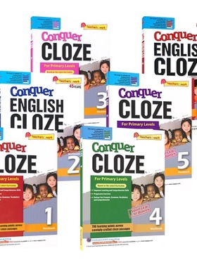 新加坡英语攻克系列完型填空 SAP Conquer Cloze Workbook 小学1-6年级练习册 7-12岁 新加坡英语训练题 小学教辅 英文原版进口