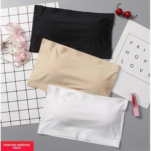 无痕冰丝防走光抹胸一片式带胸垫内搭裹胸一字围隐形无肩带内衣女