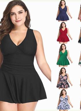 Plus sizes swimsuit bikini22加大码遮肚泳衣裙式显瘦比基尼泳装