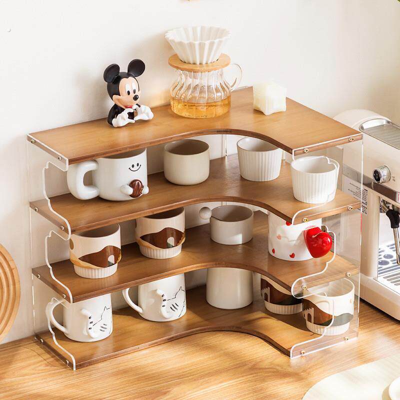 杯子收纳置物架桌面转角水杯架茶具茶杯整理架咖啡角餐边柜杯架子
