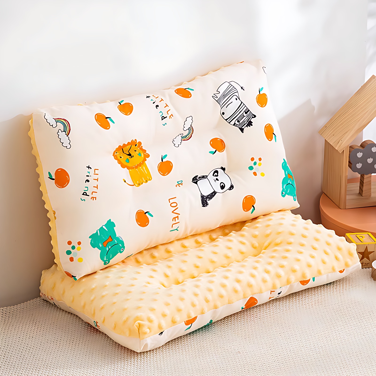 儿童豆豆枕头3D分区可水洗卡通