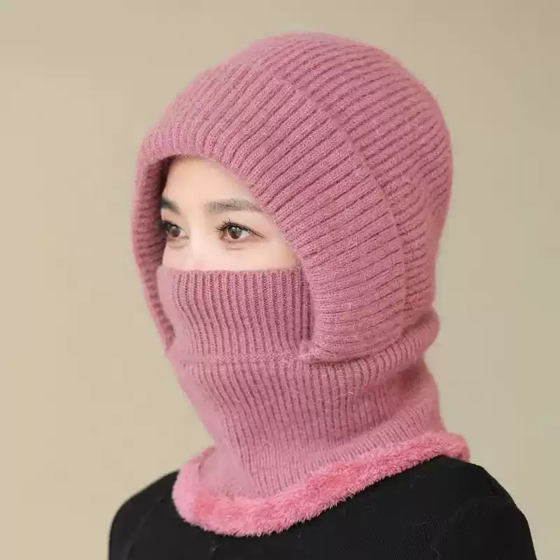 帽子新款围脖加绒一体妈妈风雪帽