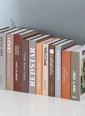 现代假书简约仿真书摆件售楼处展厅软装饰品道具书盒书柜超市美陈