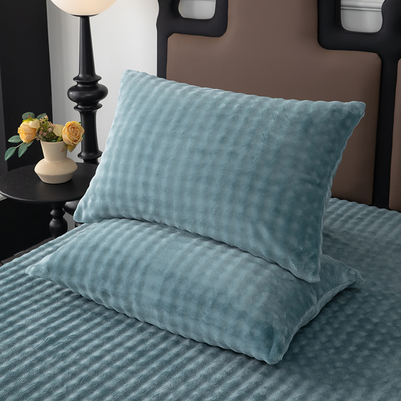 冬季加厚加绒枕套保暖泡泡绒枕套双面枕头套宝宝绒仿兔毛绒加厚款