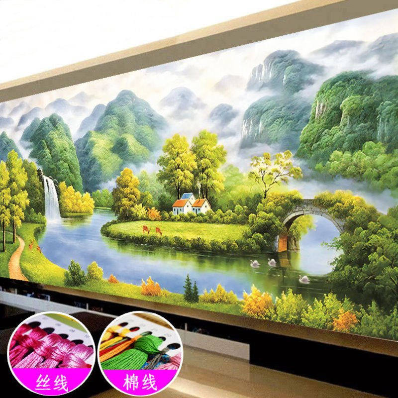流水生财聚宝盆十字绣2024年新款线绣大幅客厅宝地生财风景山水画,鲜花速递/花卉仿真/绿植园艺,其它园艺用品,淘宝优惠券,粉丝福利购,淘宝优惠卷