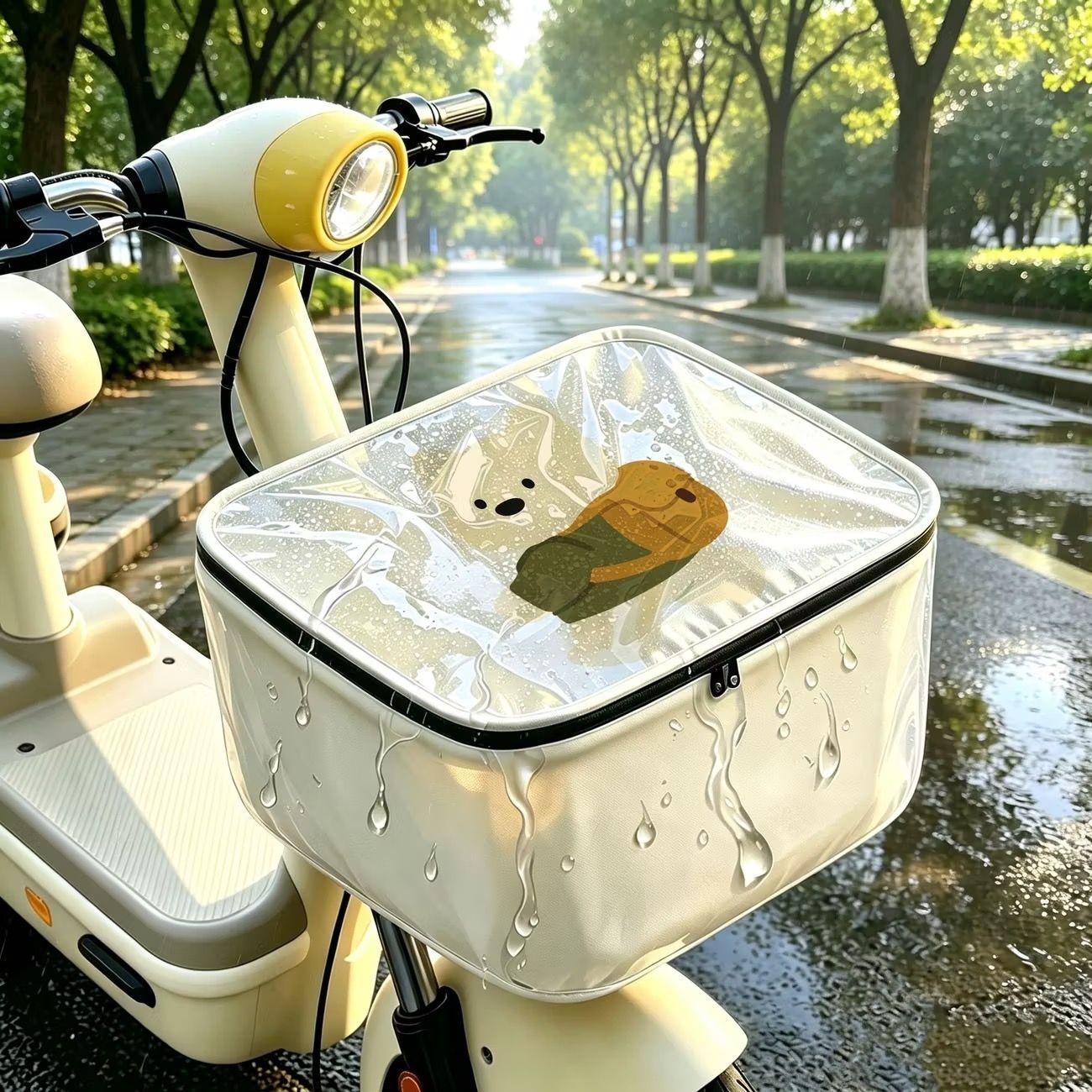 电动车车筐专用防水防雨罩折叠收纳篮前置防尘储物收纳挂袋挂物包