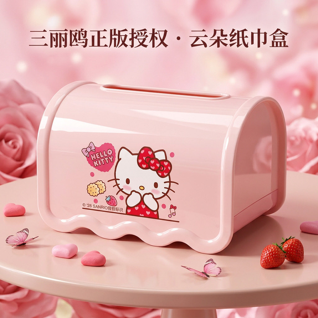 HELLOKitty高颜值纸巾盒抽纸盒桌面收纳盒轻奢高级感客厅多功能盒
