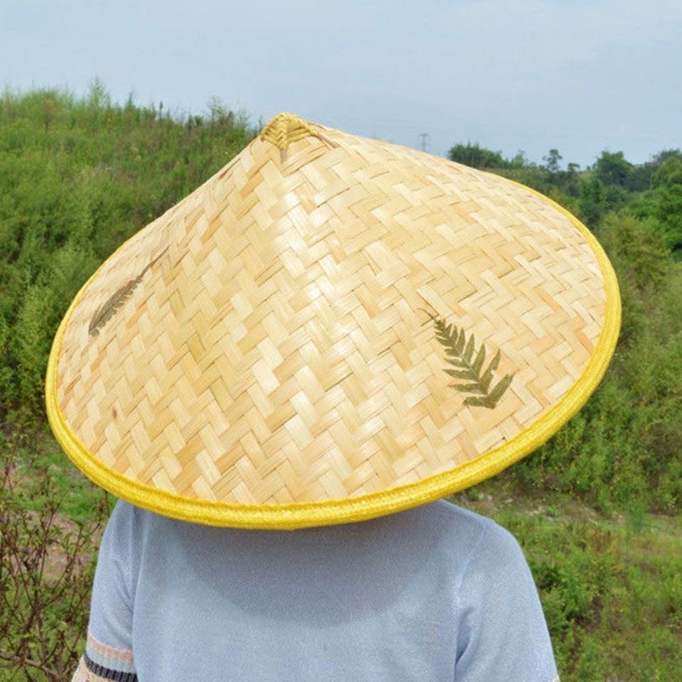 竹编斗笠帽子女遮阳竹帽舞蹈道具太阳大号男士防晒草帽防雨斗篷帽