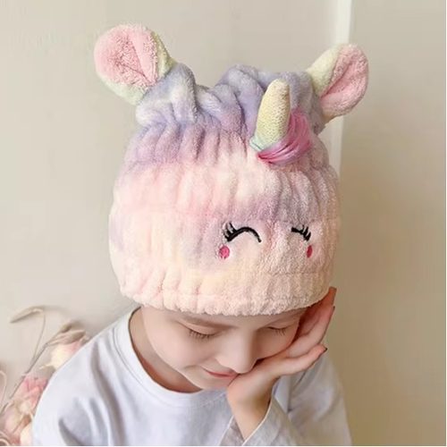 干发帽儿童珊瑚绒卡通浴帽兔耳朵干发帽批发成人女干发巾2026新款