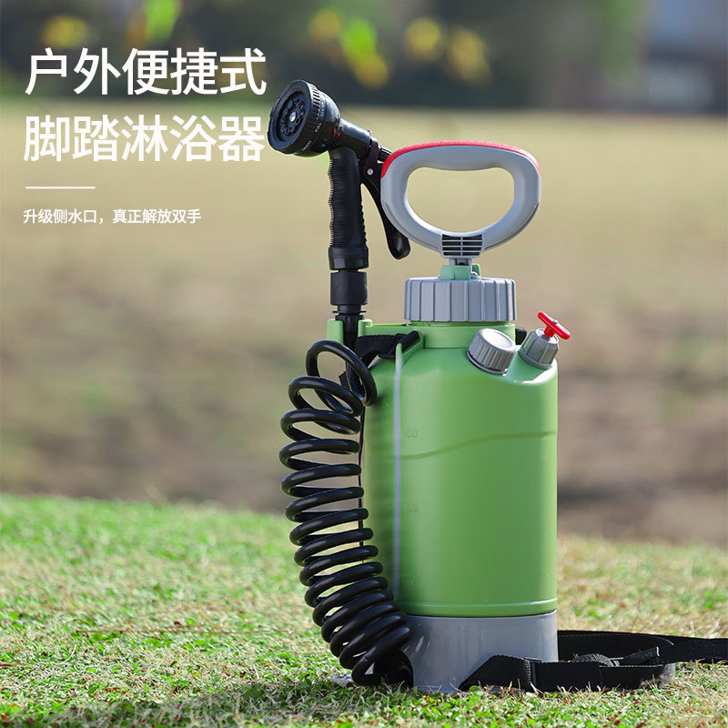 多功能露营淋浴器手动花园户外高压喷壶水果沙滩冲洗10功能水枪