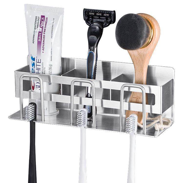 304不锈钢牙刷置物架吸壁式免打孔漱口刷牙杯卫生间壁挂182