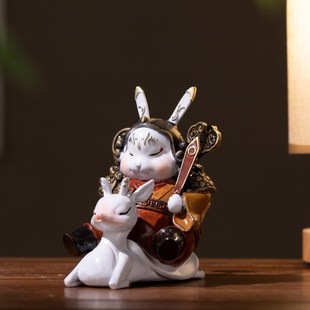 守藏朱炳仁铜 z兔年生肖创意铜雕家居办公桌面摆件 天兔赐福