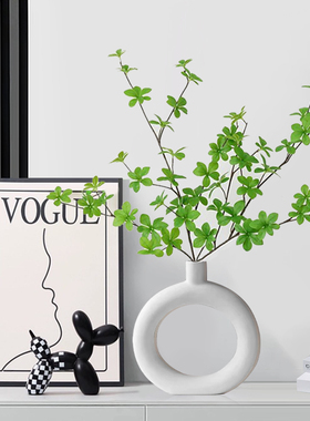 现代客厅电视柜i摆件画花瓶吊钟绿植高级感简约家居入户玄关装饰