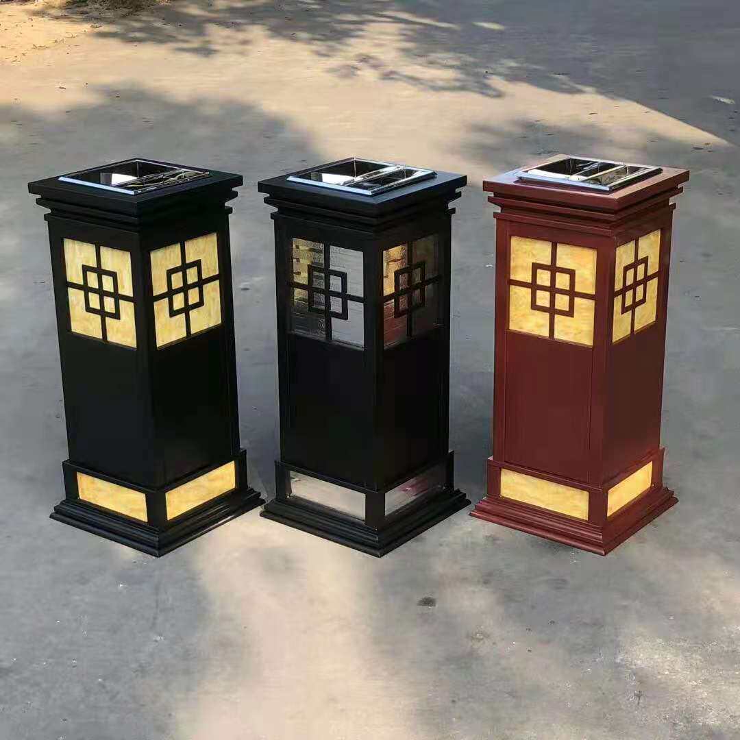 新中式仿古垃圾桶创意酒店大堂电梯口果皮箱立P式带烟灰缸古典商