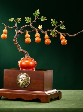 五福临门葫芦摆件黄铜工艺品客厅入户玄关K酒柜装饰品乔迁新居礼