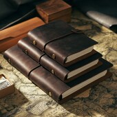 旅行手帐a手工商务牛皮笔记本活页皮扣线圈疯马皮记事本子A5A6A7