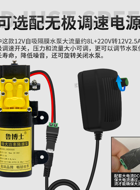 直流12V24iV隔膜泵农用喷雾器洗车机净水泵溢压抽水机增压泵自吸